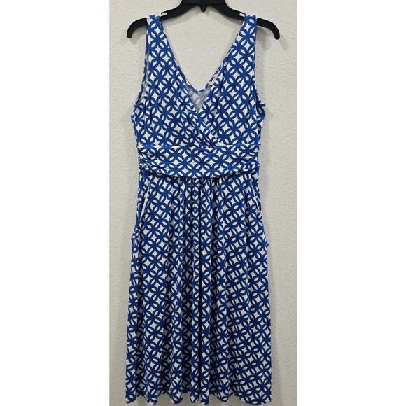 Boden Blue Floral Viscose Sleevess Mini Dress Vacation Summer Size 8 - Picture 2 of 10